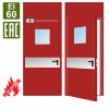 Дверь противопожарная EI-60, квадратное остекление, отбойник у ручки, скрытые петли, фрамуга глухая