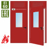 Дверь противопожарная EI-60, прямоугольное остекление, фрамуга с решёткой